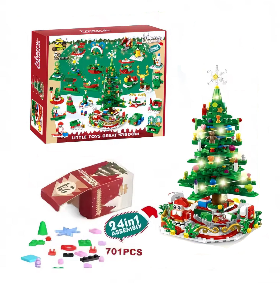 XXL 2 in 1 LED Weihnachts Baustein Spass Adventskalender