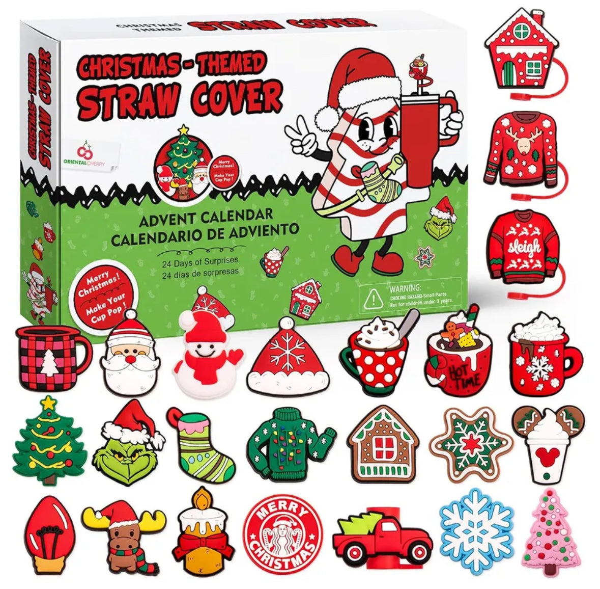 Strohhalm Trink Deckel Adventskalender