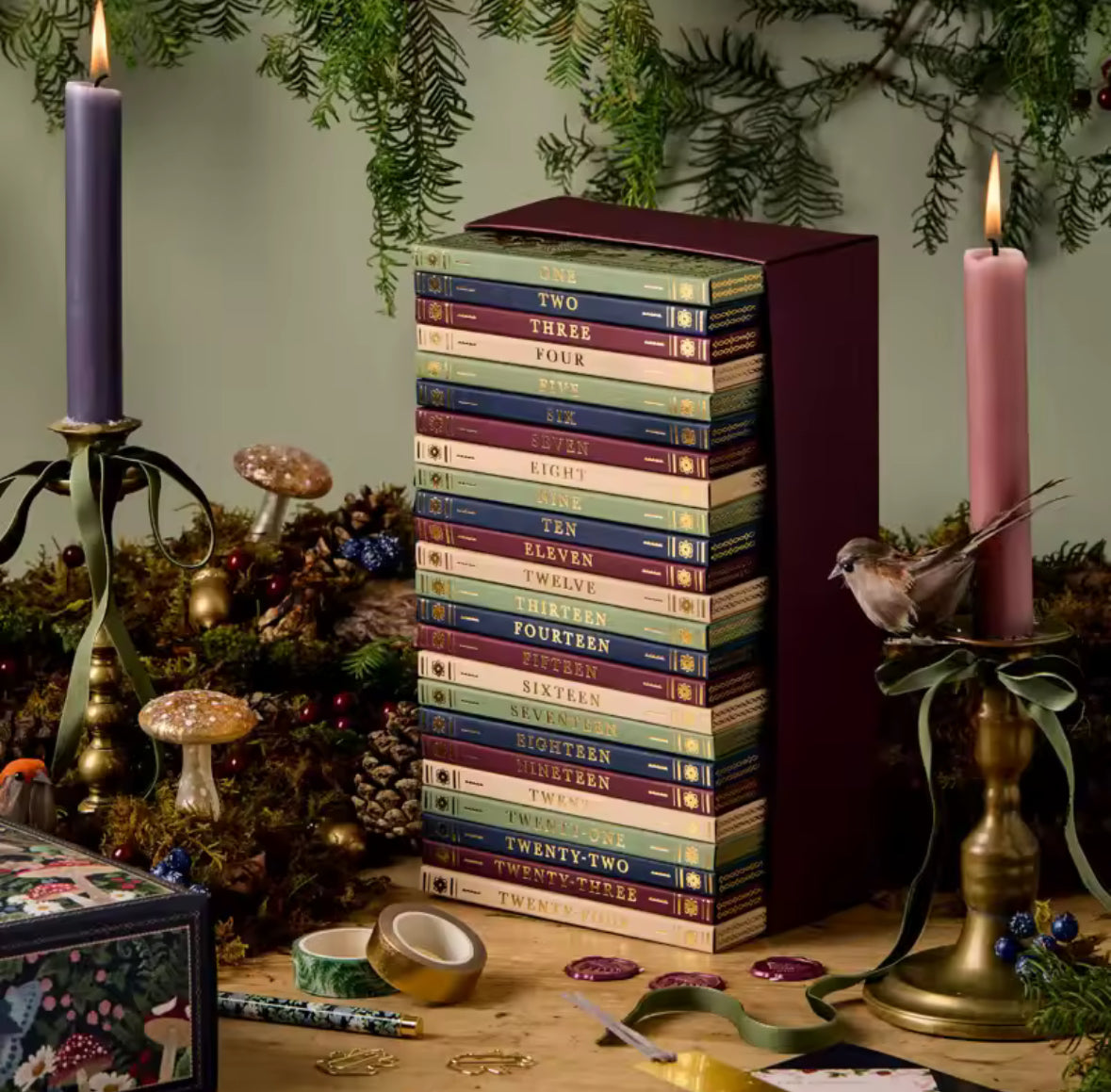 Bücherwurm Schreibutensilien Adventskalender