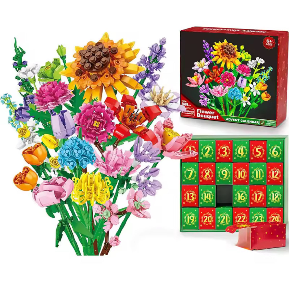 Blumenstrauss Baustein Spass Adventskalender