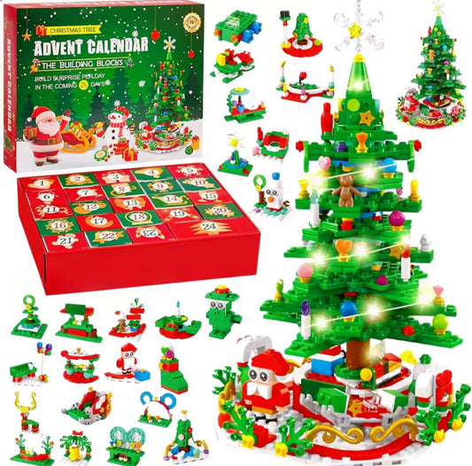 XXL 2 in 1 LED Weihnachts Baustein Spass Adventskalender