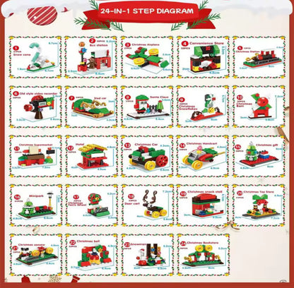 XXL 2 in 1 LED Weihnachts Baustein Spass Adventskalender